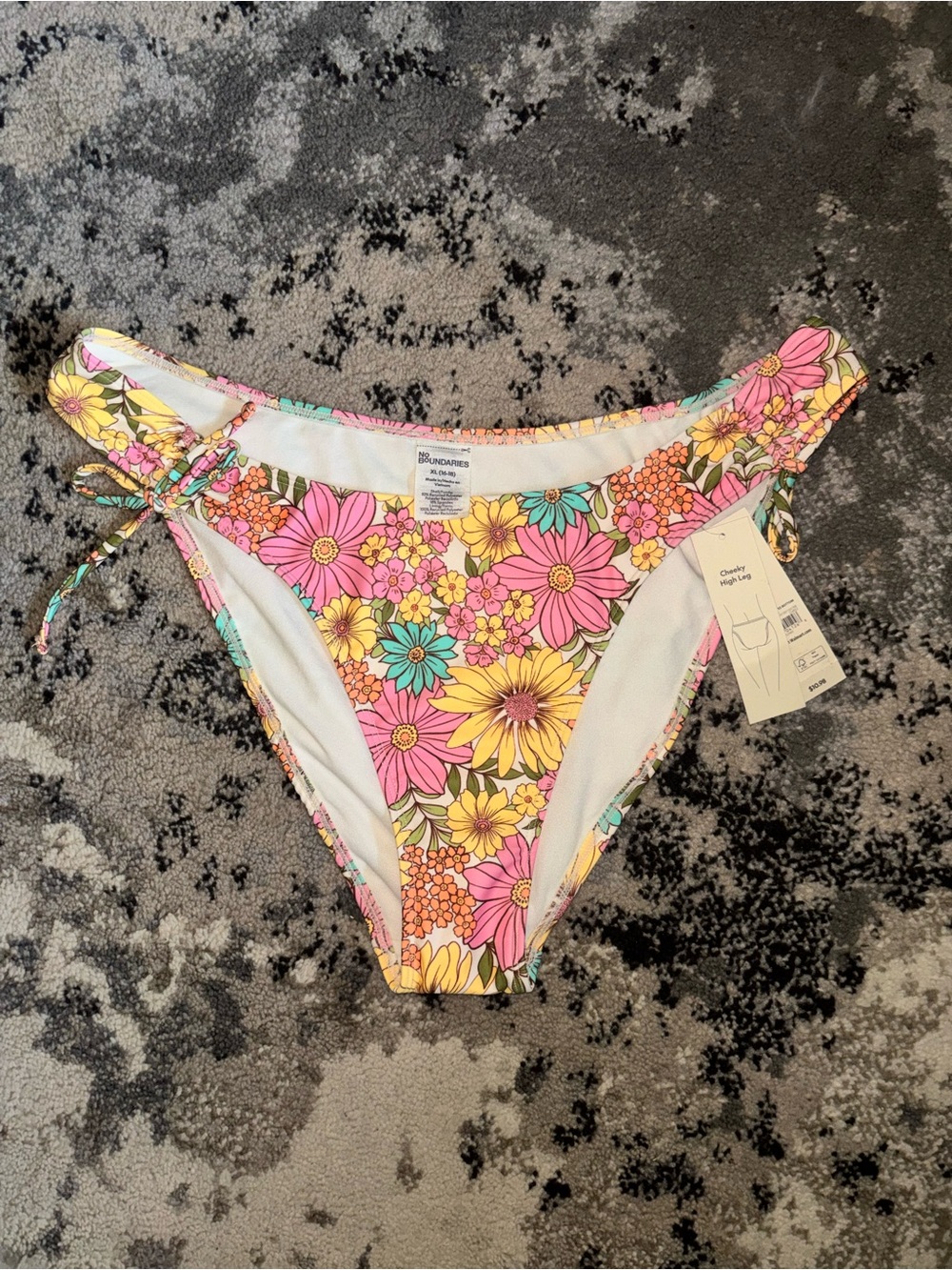 No Boundaries Floral Tie-Side Bikini Bottoms in Pink, Yellow, Teal